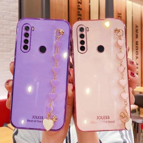 Wrist Chain Love Heart Phone Case For Xiaomi Redmi Note 8T Luxury Camera Protective Cover For Redmi Note8 Note8T Pro 8A Case