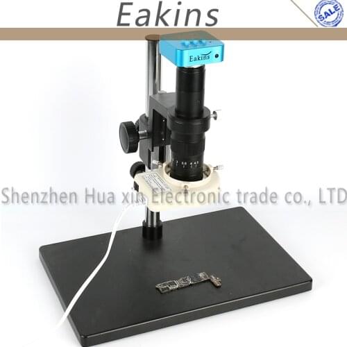 4K 36MP 60FPS HDMI USB Industry Digital Video Microscope Camera+Big Stand+300X/180X C-MOUNT Lens+144 LED Light Ring