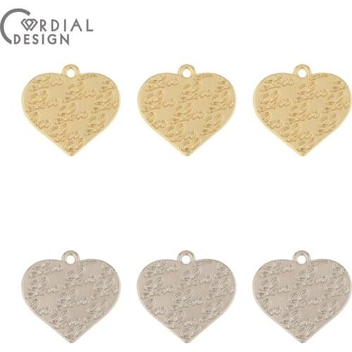 Cordial Design 100Pcs 15*16MM Earrings Accessories/DIY Charms/Heart Shape/Hand Made/Jewelry Findings & Components/Pendant