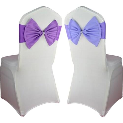 Cheap 20pcs/lot Red Blue Yellow Multi Color Spandex Hotel Banquet Chair Sash Bow Knot For Wedding Party Kids Birthday Decoration