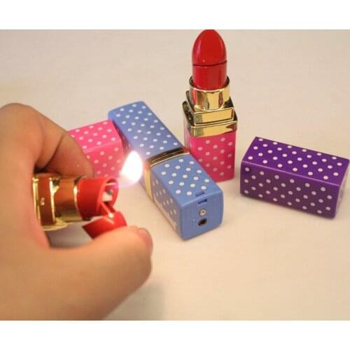 DHL shipping 100pcs/lot Creative Women Lipstick Shape Lighter Butane Gas Refillable Smoking Lighters Valentines Day Gift