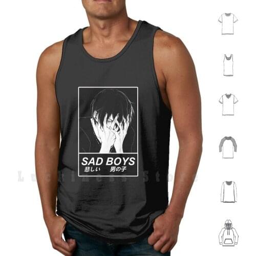 Sad Boys - Sad Japanese Anime Aesthetic tank tops vest 100% Cotton Anime Nyan Manga Sword Art Online Studio Ghibli Senpai