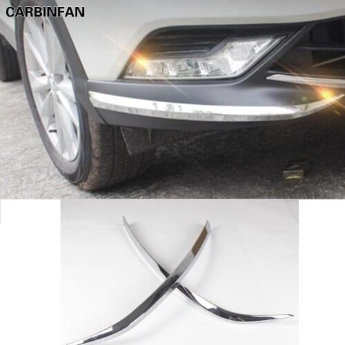 Chromium Styling For Nissan Qashqai 2016 ABS Chrome Front Bumper Fog light chafing strip Cover Trim 2pcs/set Car Accessories