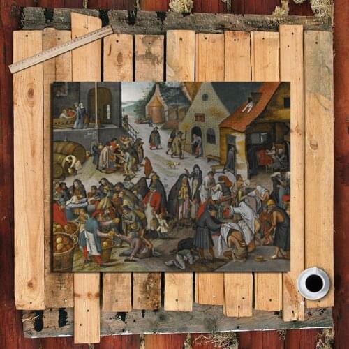 Pieter Bruegel Sharing Clothes And Food Canvas Painting Print Living Room Home Decoration Modern Wall Art Oil Painting Posters