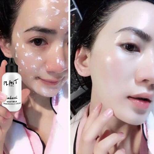 Goat Milk Lazy Face Cream Foundation Cream Moisturizing Makeup Waterproof Lasting Brighten Cover Dark Circles Maquiagem TSLM1