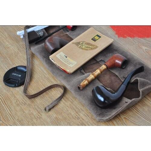 19*45CM Leather Tobacco Pouch Lotus Leaf Roll Curtain Bag High Quality Portable Single Double Pipe Tobacco Storage Clutch Bag