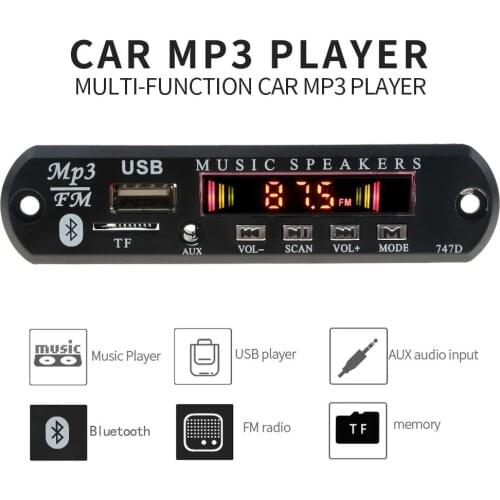 MP3 Player MP3 Module 5V 12V Bluetooth Decoder Board FM Radio TF USB 3.5 Mm AUX Module Bluetooth Receiver Car Kit Audio