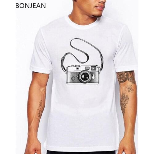 2019 new watercolor Camera Photography printed t shirt men summer tops tee shirt homme casual harajuku white tshirt streetwear