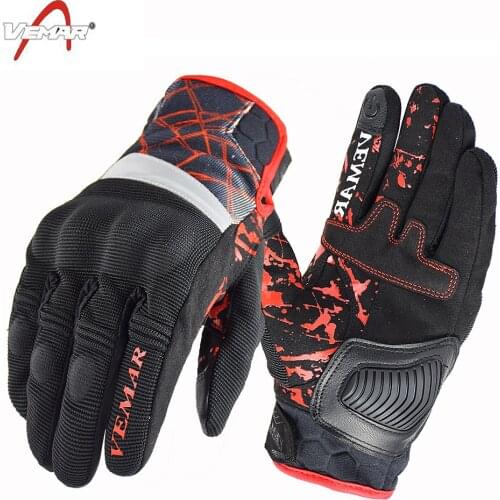 VEMAR Summer Mens Motorcycle Gloves Touch Screen Full Finger Racing Gloves Protective Cycling guanti moto guantes moto luvas