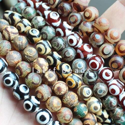 6 8 10 12 14mm 3 eyes Red black DZI beads Tibet Round Agate stone spacer beads DIY Loose Beads 15"