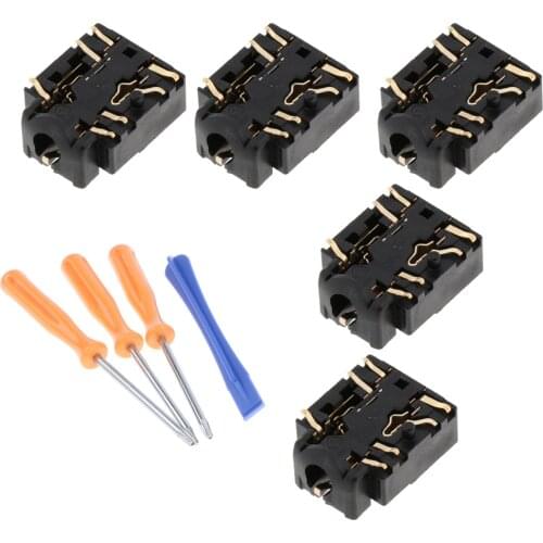 5Pack Replacement Headphone Jack, 3.5mm Port Headset Connector Port Socket + T6/T8/T10 Screwdriver For XBOX ONE S Controller