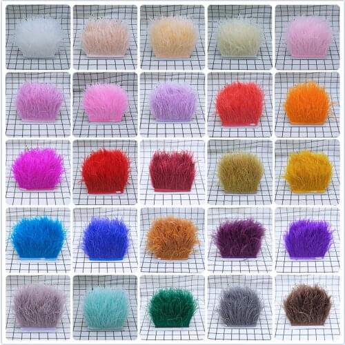 Natural Fluffy Ostrich Feather Trims Ostrich feather Ribbon 8-15cm Feathers Fringe Skirt/Costume Decoration Sewing Material 10M