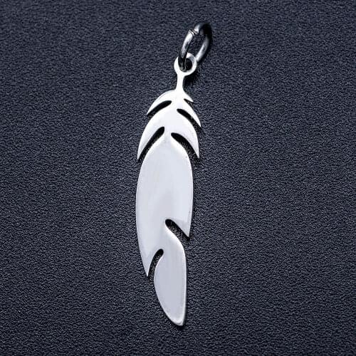 5pcs/lot 316L Stainless Steel Feather Boho DIY Charm Pendant Wholesale AAAAA Quality Jewelry Making Charms