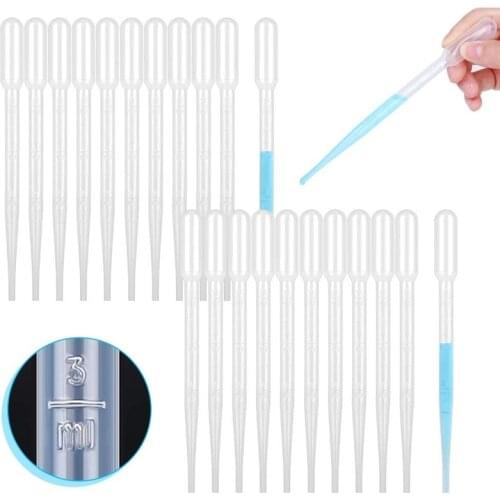 50PCS Plastic Disposable Transfer Pipettes, 3ml Calibrated Pipette Dropper for Science Laboratory