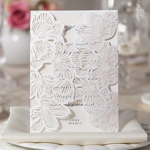 Petal laser cut invitation card elegant birthday party invitation holder 100pcs
