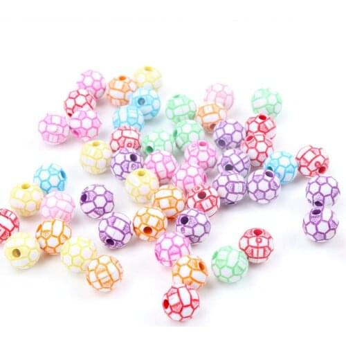 Crackle Multicolour Football Acrylic Beads For Jewelry Making Diy Wholesale 10mm 50pcs