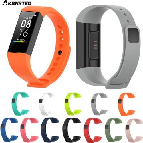 AKBNSTED Smart Watch Strap For Xiaomi Mi Band 4C For Redmi Band Accessories Soft Silicone Band Wrist Strap Sport Bracelet Correa