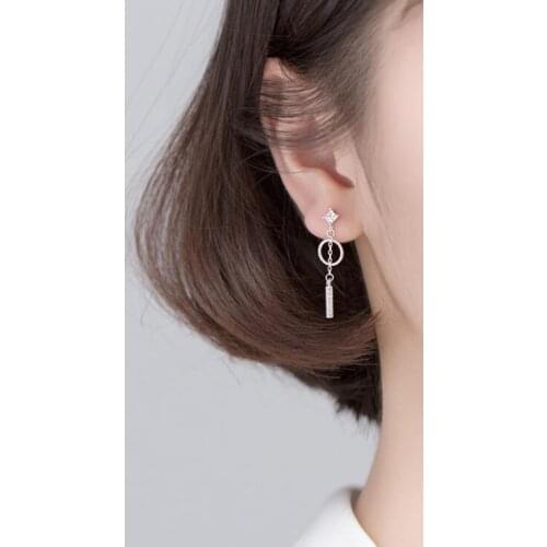 Silver Earrings 100% 925 Sterling Silver Drop Earrings Star Silver Jewelry with Cubic Zirconia