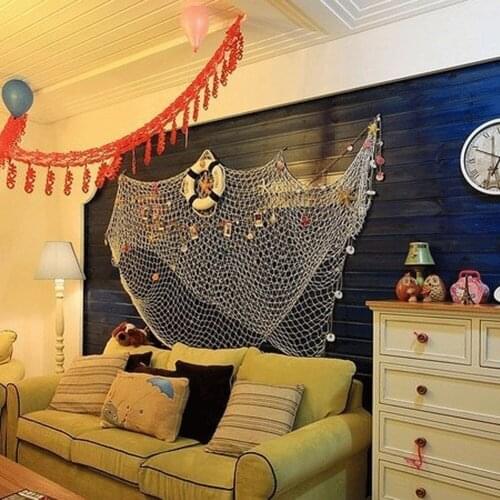 1pc 2 Colors Net Hanging Home Wall Decorative Nautical Fish Net With Shell Ocean Theme Home Decorative Supplies
