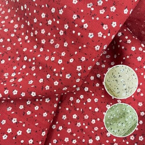 50*150cm Small Flower Slub Dark Silk Cotton Fabric Silk Fabric Lolita Fabric For Dress Shirt Baby Clothing Fabric Free Shipping