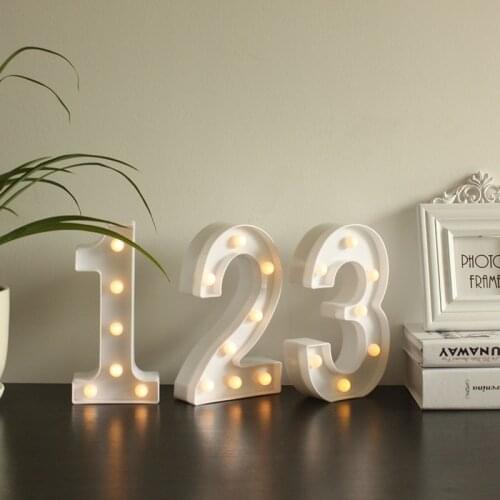 Mycyk new number 0-9 Battery Powered White Plastic LED Night Light DIY Outdoor & Indoor Wall Decor Valentines Day Gifts party