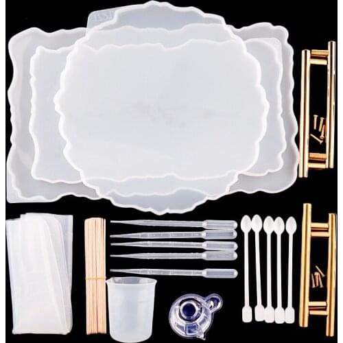 TC177 DIY Geode Cup Cushion Coaster Tray Resin Mold Three Layer Tray Coaster Resin Mould Fruit Tea Plate Mold Resin Jewelry Mold