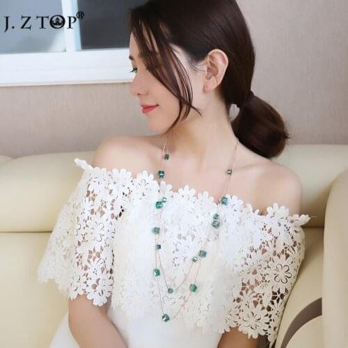 High Quality Multilayer Crystal Necklace Double Long Necklaces Sweater Chain For Women Clothes Accessories collier collares