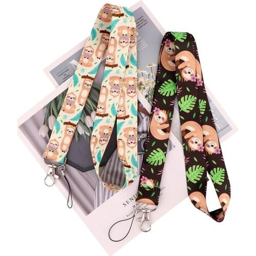 ZF3091 1pcs Kawaii Animal Sloth Creative Lanyard Badge ID Lanyards Mobile Phone Rope Key Lanyard Neck Straps Accessories