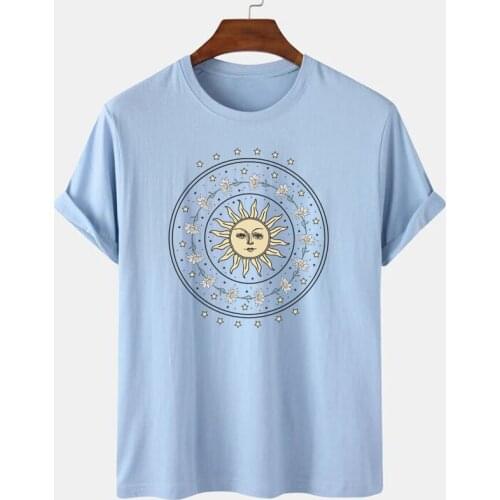Sun Daisy Celestial T Shirt Vintage Aesthetic Oversized Women T-Shirt Female Summer Short Sleeve Graphic Tees Retro Ladies Tops