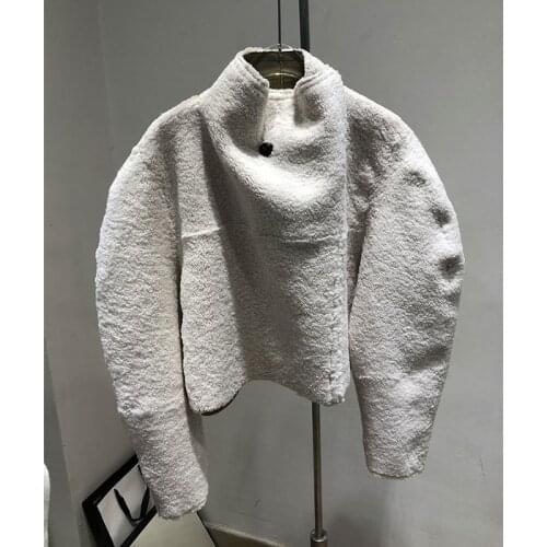 Woman Faux fur Quilted Patchwork Padded OVERJACKET V NECK FRONT BUTTONS DROP SHOULDER OVERSIZED COAT