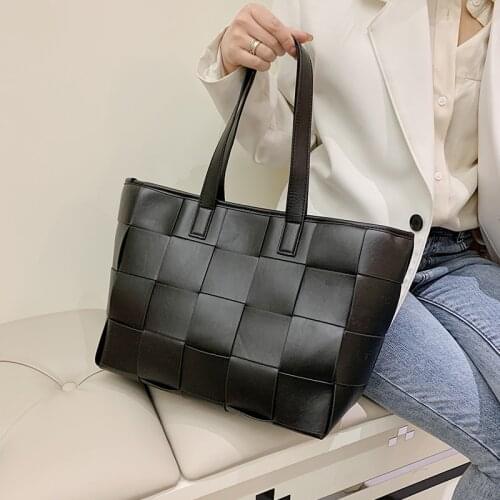 Women Large Capacity Leather Weave Shoulder Bag Female Summer Designer Big Handbags Trending Large Shopper Tote Bag Sac 2021 New