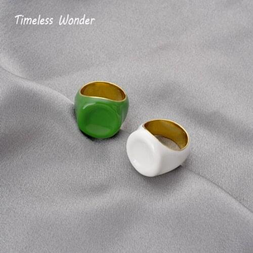 Timeless Wonder Glam Enamel Geo Statement Rings for Women Punk Cocktail Gothic Ins Runway Designer Jewelry Fancy Egirl Emo 6325