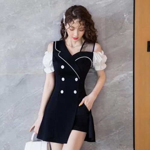 Bella 2021 Summer Women 2 Pieces Sets Short Sleeve Patchwork Dress +High Waist Shorts Suits Fashion Casual Office Lady Dress