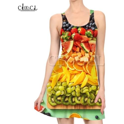 CLOOCL Colorful Fruit Platter 3D Print Fashion Casual Summer Women Dresses Sexy Slim Sleeveless Beach Dress