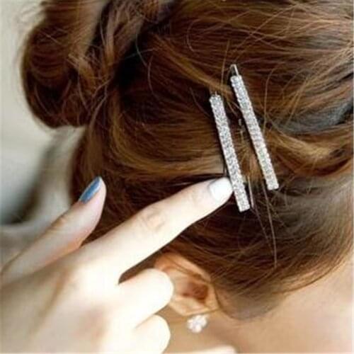 1PCS Charm Women Girls Bling Headwear Crystal Elastic Hair Clip Side Bangs Clip Barrette Hairpin Rhinestone Hair Accessories