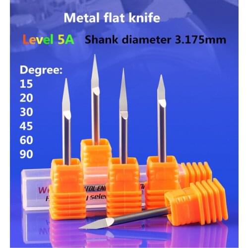 15/20/25/30 degree Level 5A Tungsten steel flat bottom knife Carving aluminum stainless steel iron CNC engraving machine Tools