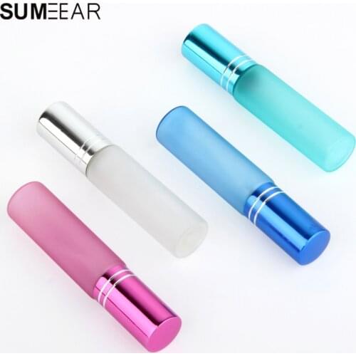 20pcs 10ml Frost Glass Spray Perfume Bottle Aluminum nozzle Perfume Empty Containers Makeup Packaging Color frosting bottle