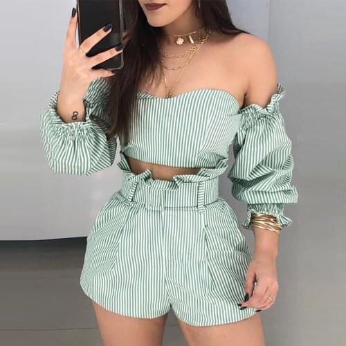 2021 Floral Print Casual Two Piece Set Off Shoulder Cami Top & Shorts Set Summer Short Tracksuit Women Sexy Bodycon Romper S-XXL