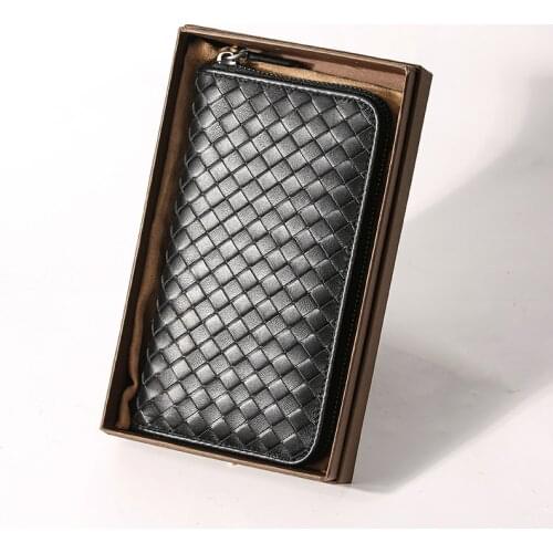 2021 new sheepskin woven wallet mens Wallet Zipper mens fashion long womens handbag handbag leather