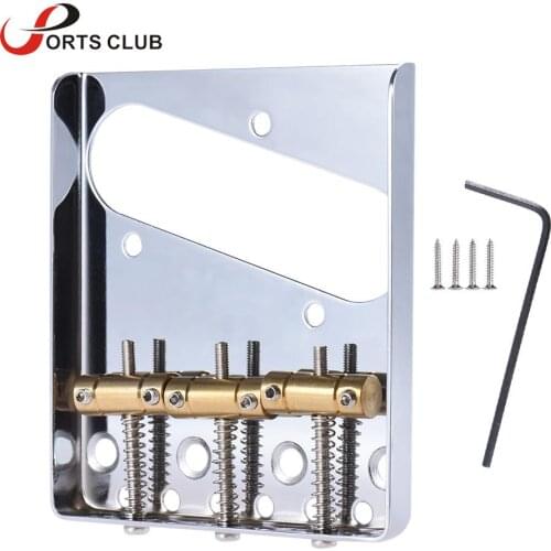 3 Copper Saddle Ashtray Guitar Bridge Tailpiece Chrome Plated for Electric Guitar Replacement Part with Screws Wrench
