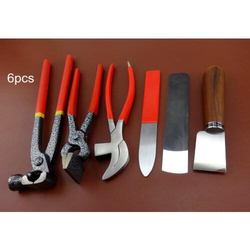 6pcs Leather Craft Shoemaker Cobbler Multi Hammer Pliers All Purpose Cutter Knife Tool Set - Punch Chisel Edger Creaser Groover