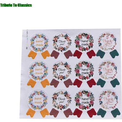 60pcs/lot DIY Vintage Handmade Stickers Kraft Label Sticker 5 Sheets Hand Made For Gift Cake Baking Sealing Sticker