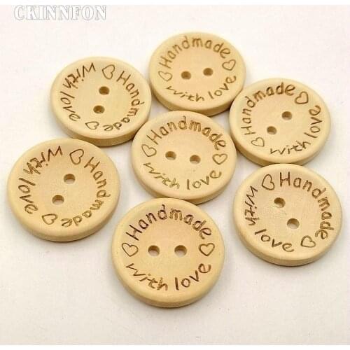 DHL 200bag 100Pcs/bag 15/20/25mm 2 Holes Wooden Buttons with Handmade Love heart Button for DIY Sewing Accessories
