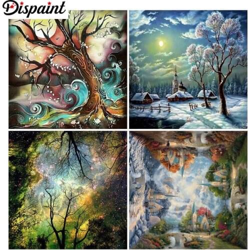 Dispaint 5D Diy Diamond Painting Cross Stitch "Cartoon tree landscape" Home Decor Full Rhinestones Inlay Diamond Embroidery