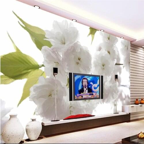 Beibehang Large Home Decor Roman lily flower TV Background Modern Mural wallpaper for Living Room Murales De Pared 3d Wall paper
