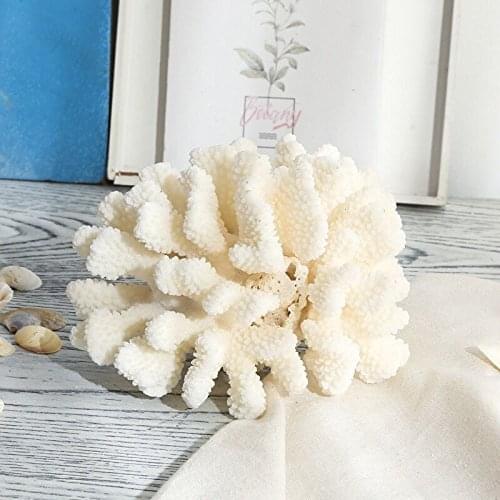 White Coral Sculpture Home Decor Stylish Decorative Accent Coral Flower Sea Beach Decoration Statues