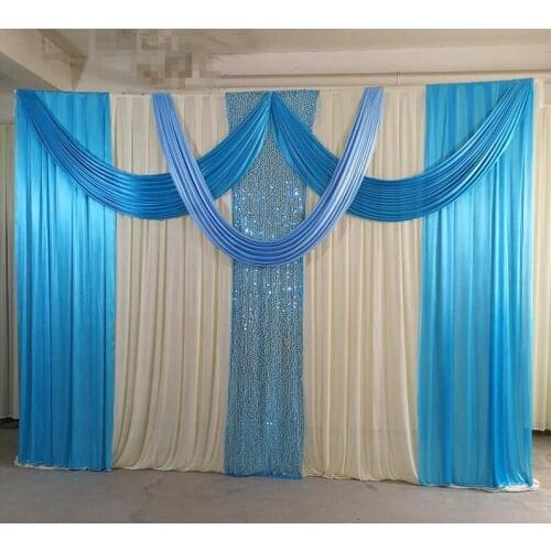 Free shipping 3Mx3M New Design Wedding Stage Backdrop Sequin Curtain with Swags wedding party birthday decoration