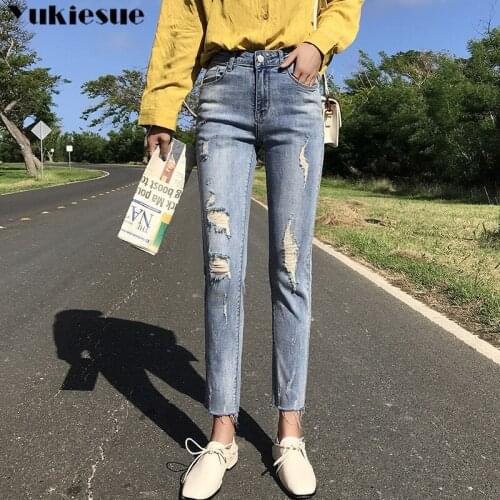 Boyfriends skinny ripped Denim female pencil Pants Women Jeans Vintage Jeans woman Cool High Waist Jeans Ladies Plus Size