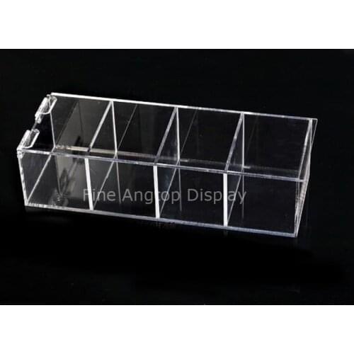 Deluxe Clear Acrylic 4 Compartment Hinge Lid Capsule Holder Tea Bag Organizer Jewelry Storage Box