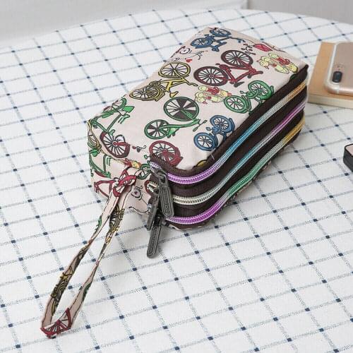 Women Canvas Phone Bag Women Wallet Bag Purse Triple Zipper Clutch Bag Phone Case Organizer Bag